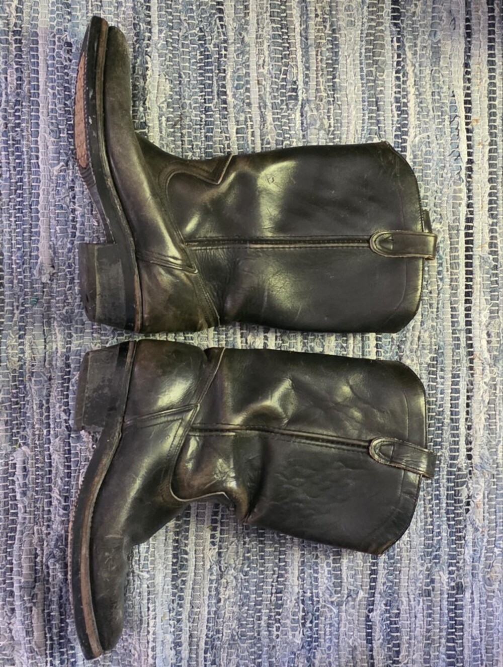Vintage Dayton "Black Beauty" Leather Cowboy Boots Men's 10 E Handmade in Canada